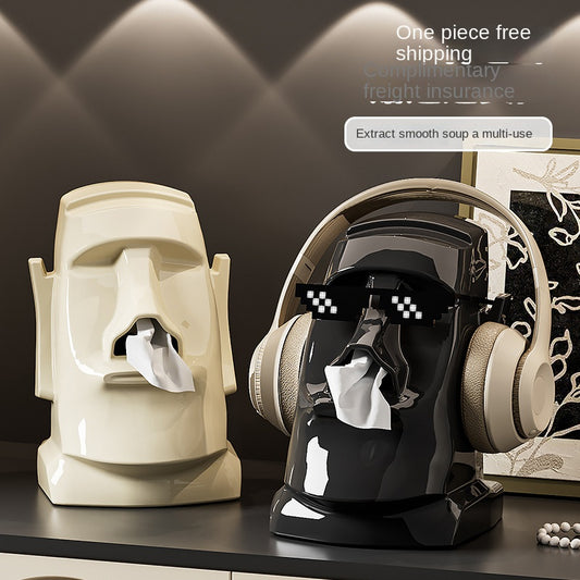 Creative Gypsum Tissue Box Multi-functional Living Room Entryway Easter Statue Bedroom Desk Headphone Stand