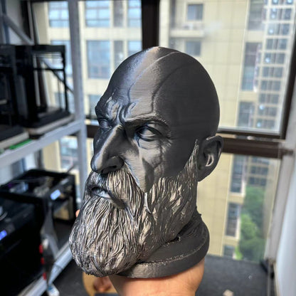 Warrior Kratos Head Sculpture Earphone Stand Headset Holder Desktop Creative Decoration Headphone Rack