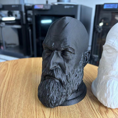 Warrior Kratos Head Sculpture Earphone Stand Headset Holder Desktop Creative Decoration Headphone Rack