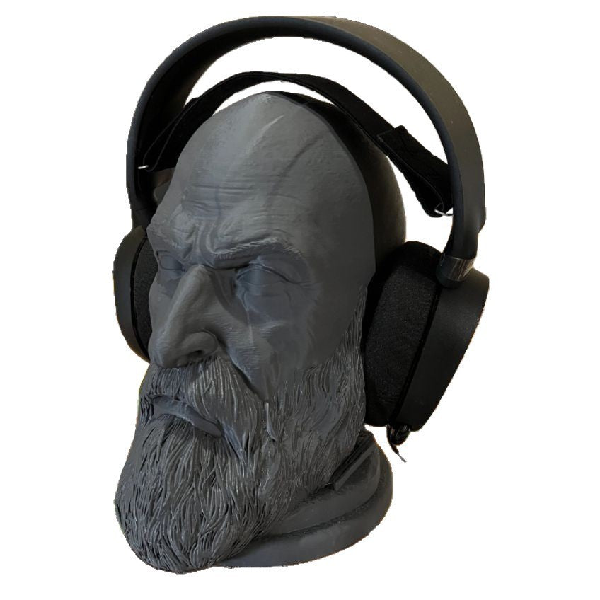 Warrior Kratos Head Sculpture Earphone Stand Headset Holder Desktop Creative Decoration Headphone Rack