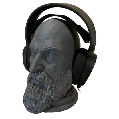 Warrior Kratos Head Sculpture Earphone Stand Headset Holder Desktop Creative Decoration Headphone Rack